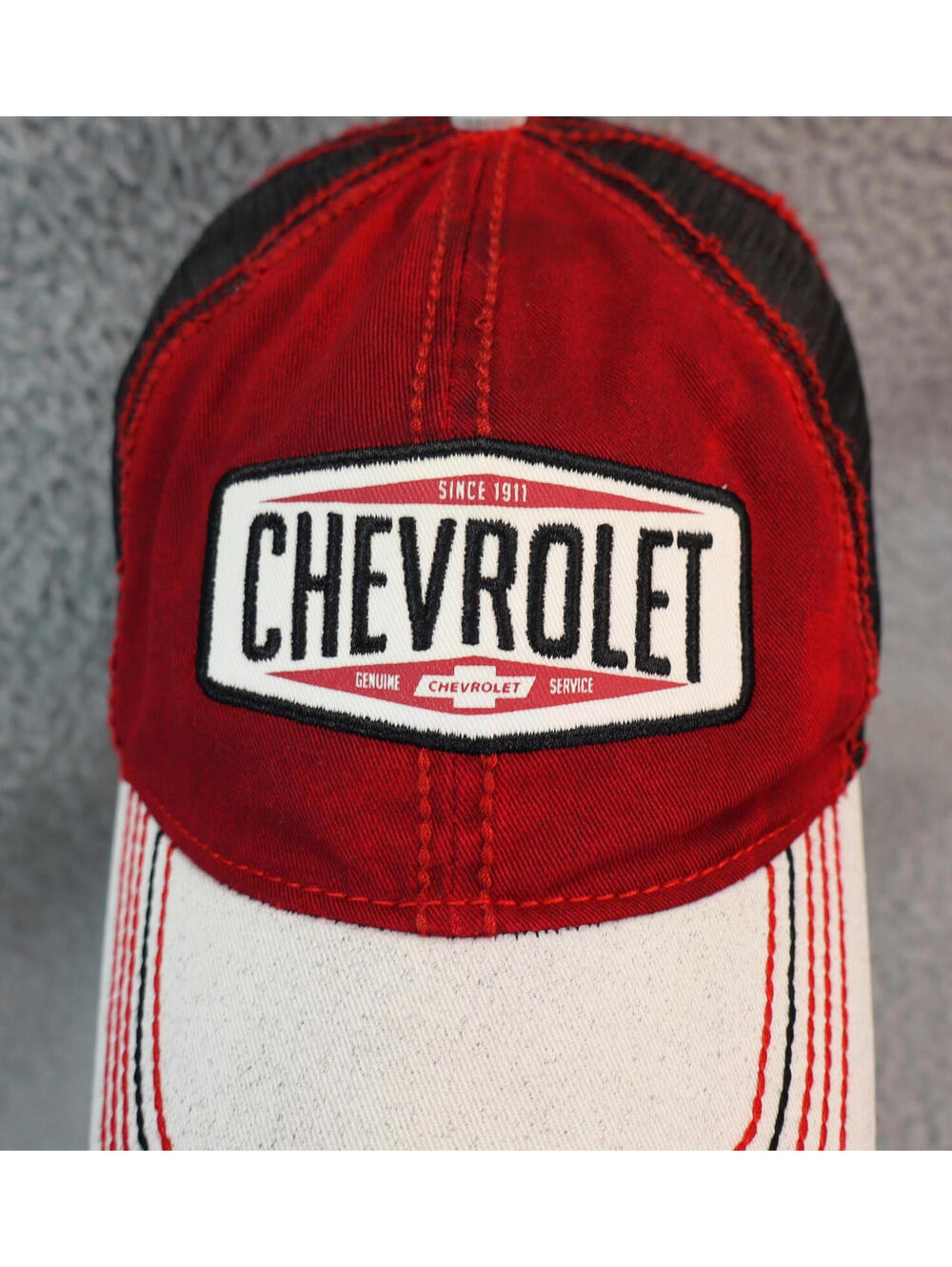 Chevrolet Trucker Hat Mesh Cap Chevy Adj Vtg H3 Headwear GUC